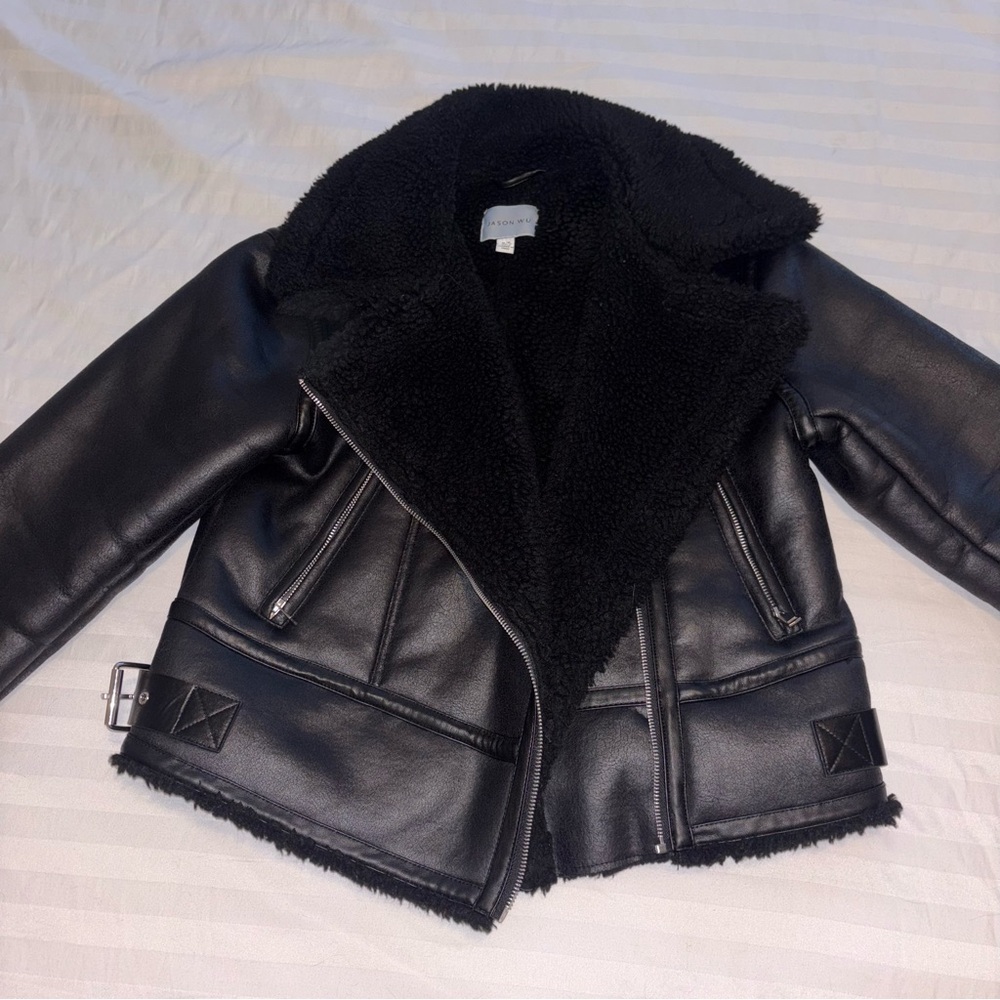 Jason Wu Vegan Leather and Sherpa Moto Jacket